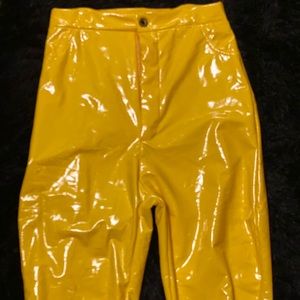 Yellow leather pants